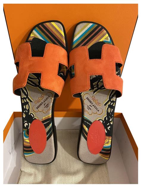 hermes orange poppy oran|Oran leather mules Hermès Orange size 38.5 EU in Leather.